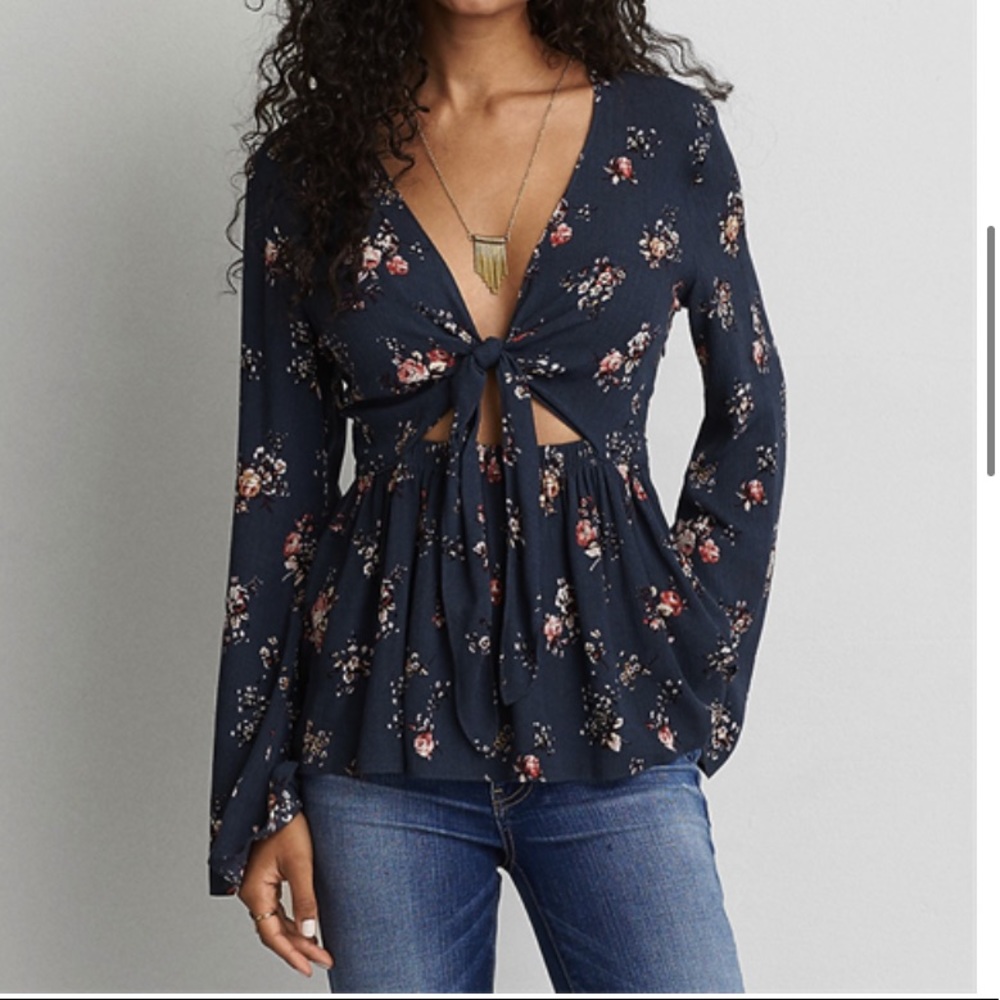 American eagle front tie top